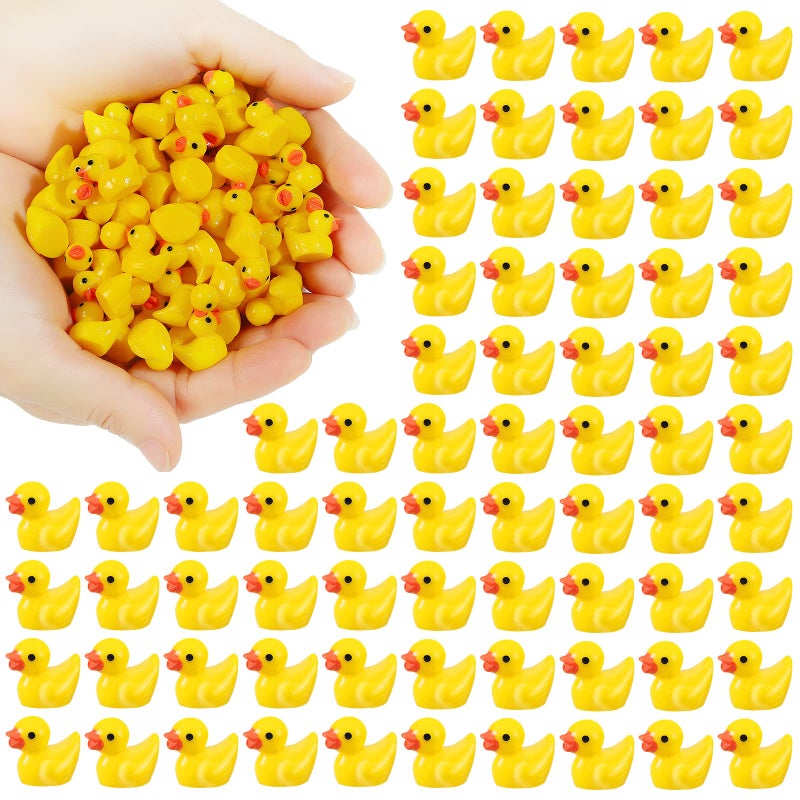 EKisemio 100 Pcs Mini Resin Ducks Bulk Tiny Ducks Set for Potted Miniature Decoration Garden Dollhouse Cake Decoration DIY Slime Kit Craft Charms Party Toys - Image 1